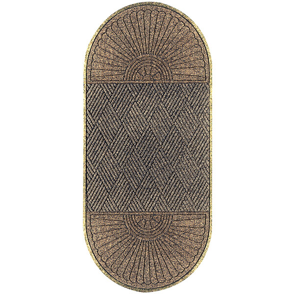 A rectangular brown WaterHog entrance floor mat with a diamond pattern.