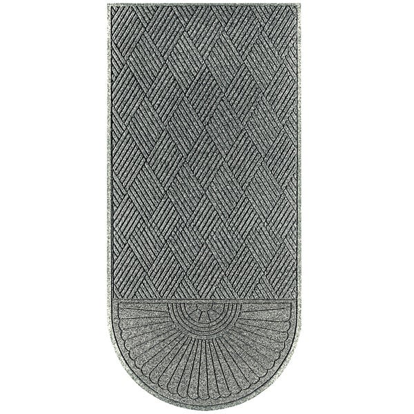 A grey rectangular WaterHog doormat with a diamond design.