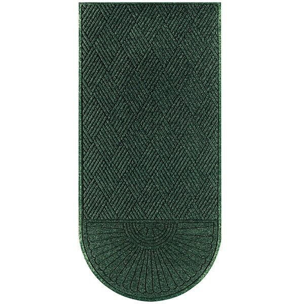 A green WaterHog doormat with a diamond pattern.