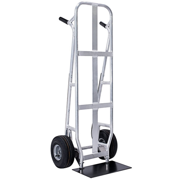 A Valley Craft flat back aluminum hand truck with wheels and a handle.