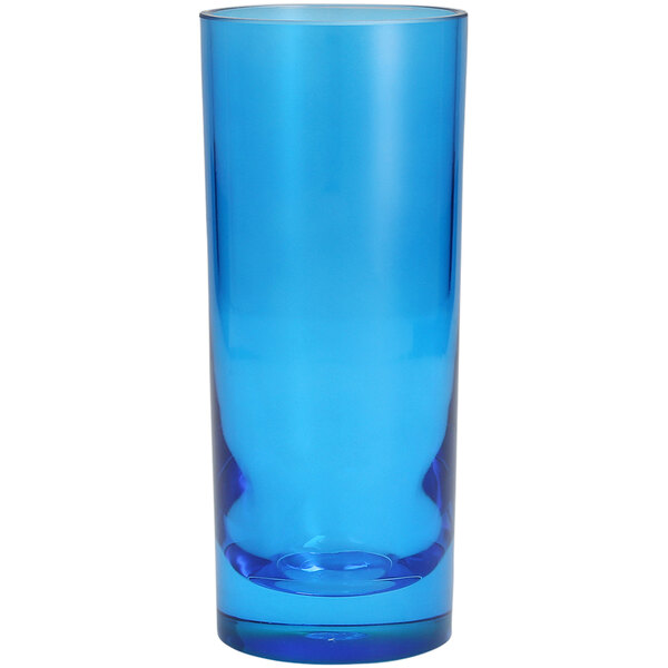 A blue Fortessa Tritan plastic Collins glass.