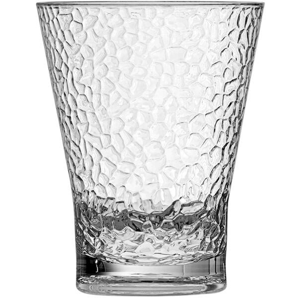 A Fortessa clear plastic tumbler with a textured surface.