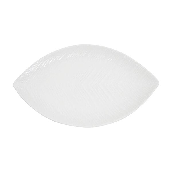 A CAC bone white porcelain plate with a leaf pattern.