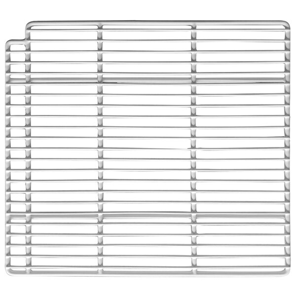 An Arctic Air white metal grid shelf with clips.