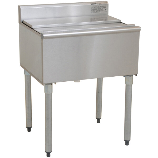 A stainless steel Eagle Group underbar ice chest on a counter.