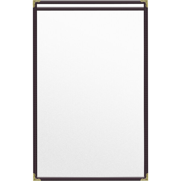 A white board with gold corners.
