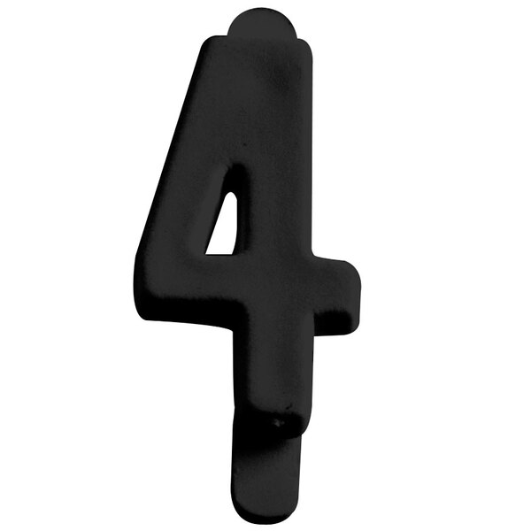 A black molded plastic number four deli tag insert.