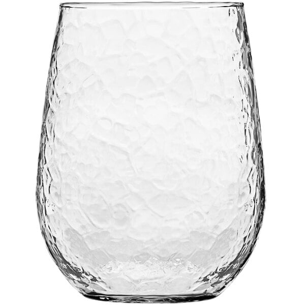 A Libbey stemless wine glass with a textured surface.
