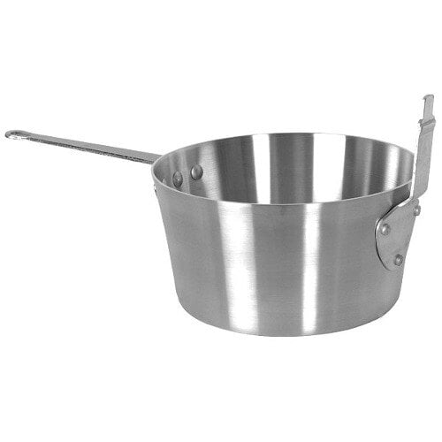 A Winco aluminum fryer pot with a handle.