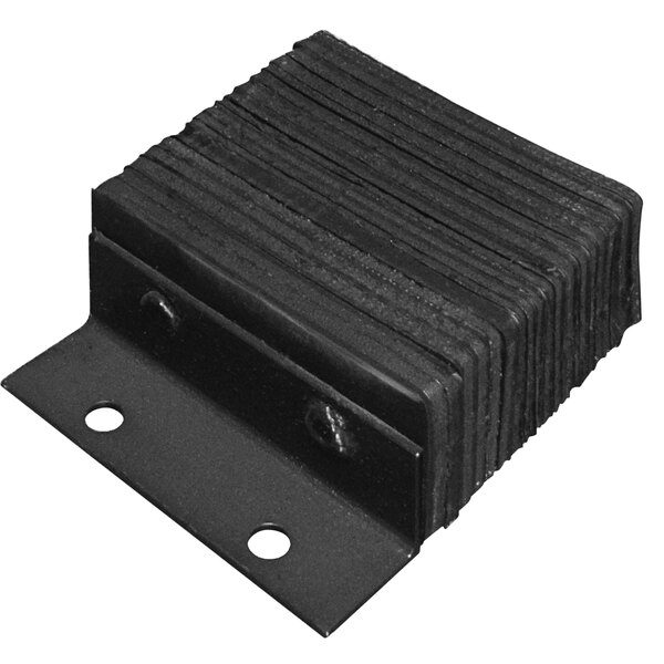 A black rubber Ideal Warehouse dock bumper pad with two holes.