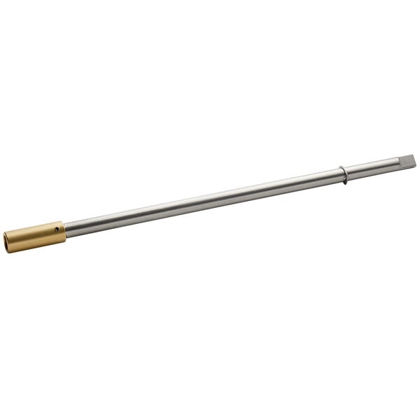 A long metal rod with a gold tip.