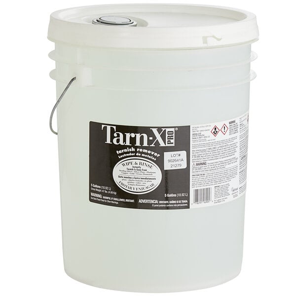 A white bucket of Tarn-X PRO with a black label and white lid.