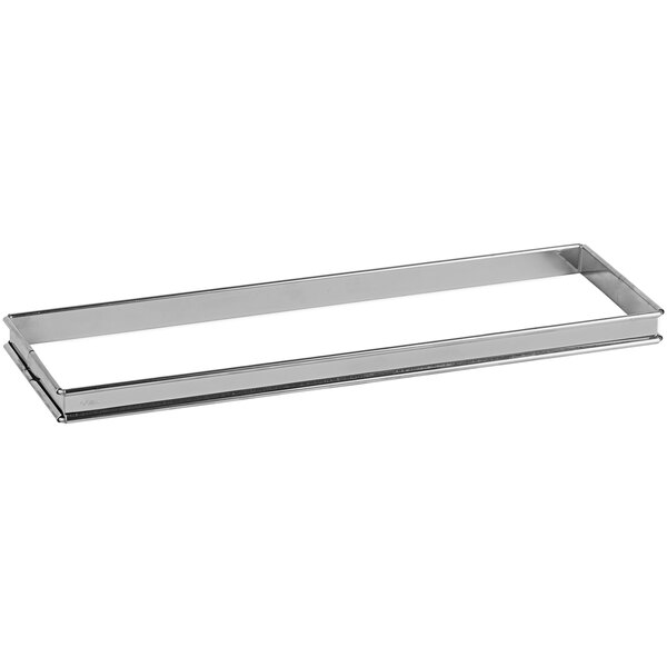 A rectangular stainless steel tart ring.