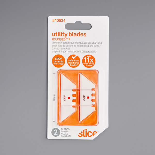 A package of two Slice rounded tip utility blades.