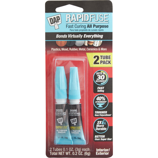 Two tubes of DAP RapidFuse all purpose adhesive in a package.
