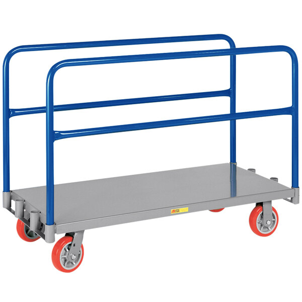 A Little Giant panel truck with blue metal bars and polyurethane wheels.