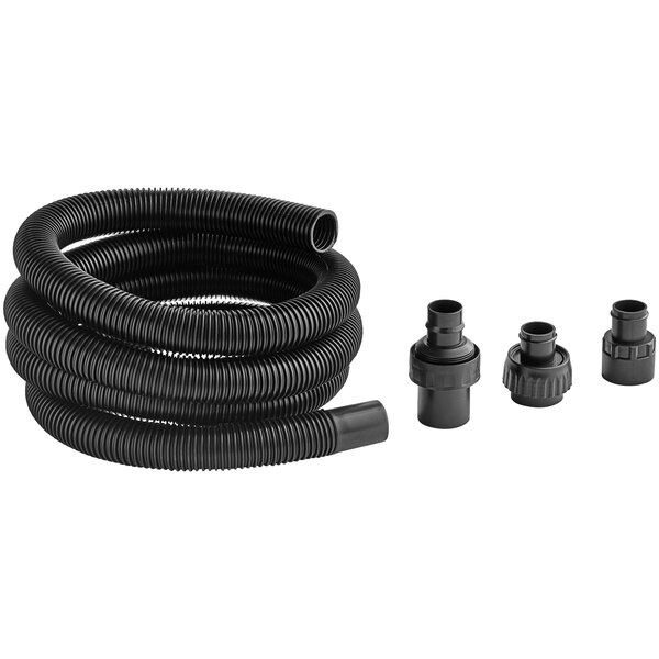 A black Shop-Vac contractor hose with black connectors on a white background.