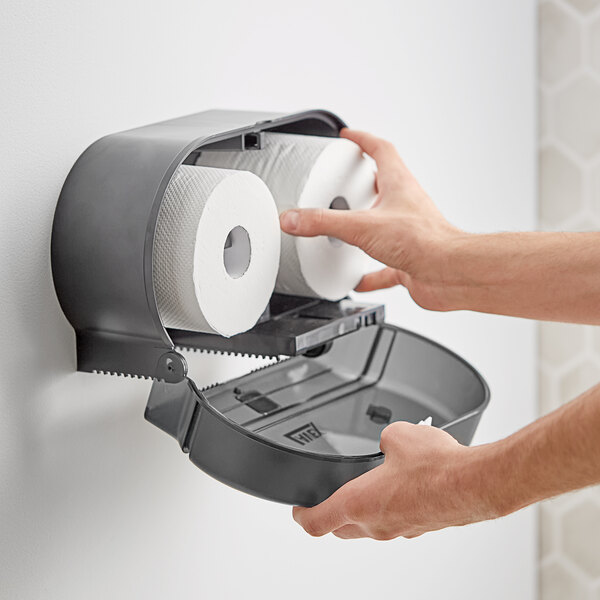 Lavex Black 5 1/4" Double Roll Horizontal Toilet Tissue Dispenser