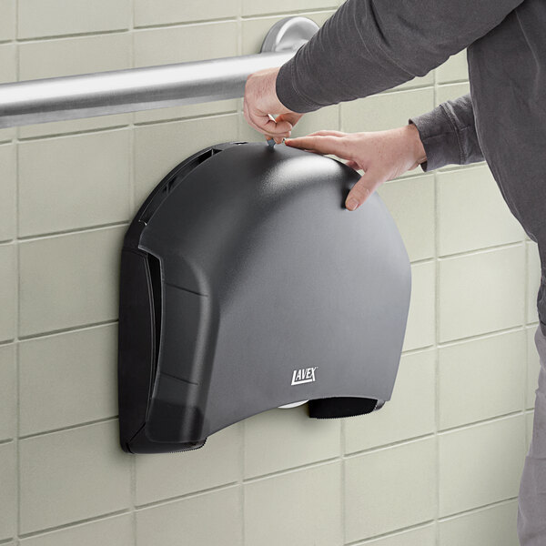 Lavex Black 13" Single Roll Jumbo Toilet Tissue Dispenser