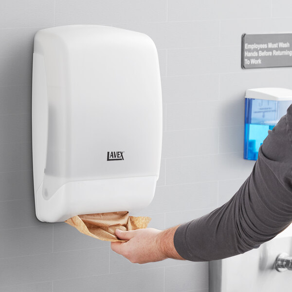 Lavex Translucent White Multifold Plastic Paper Towel Dispenser