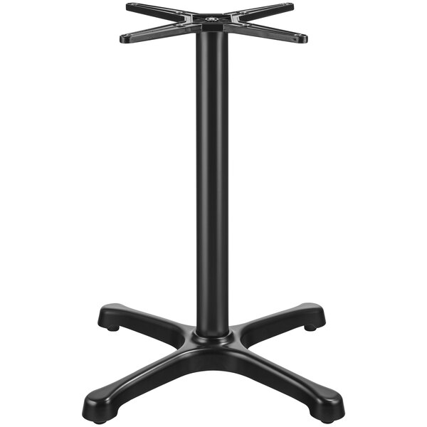 A FLAT Tech black metal table base with four legs.