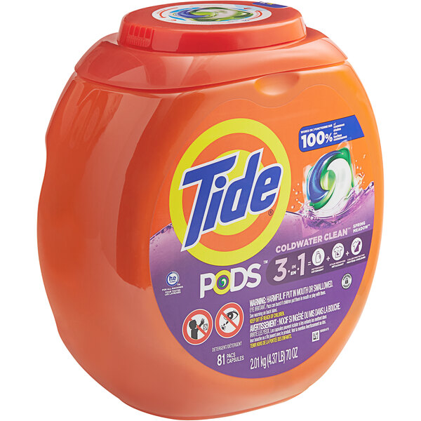 A container of 81 Tide Spring Meadow PODS laundry detergent.