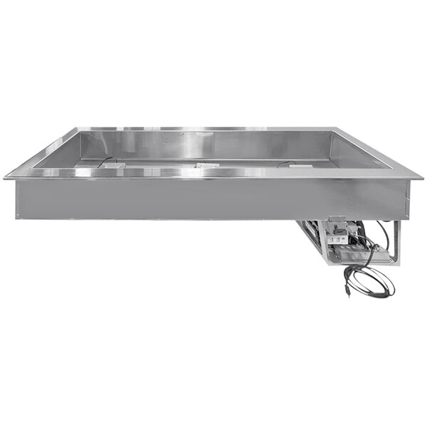 A stainless steel rectangular drop-in well for TempestAir.