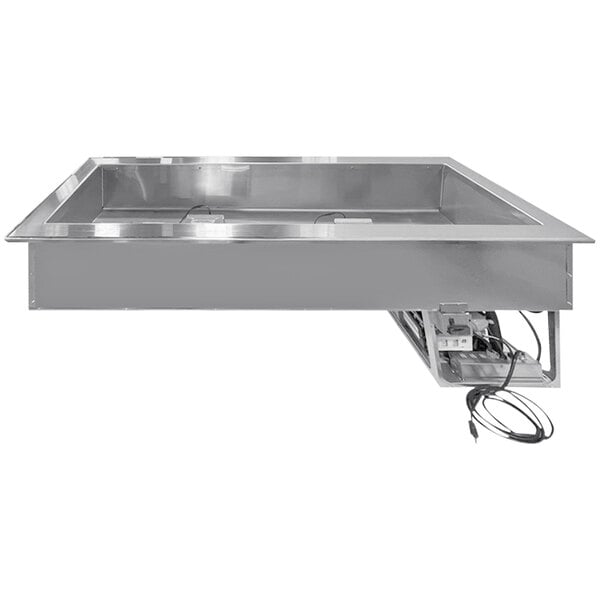 A stainless steel LTI drop-in refrigerated well with 5 pans in a counter.