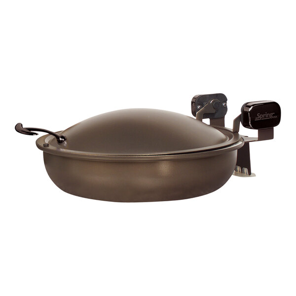 Spring USA Seasons 4 Qt. Round Bronze Stainless Steel Induction Chafer with Black Pearl Accents 2382-587/36