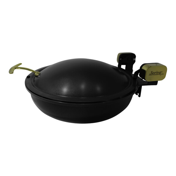 Spring USA Seasons 4 Qt. Round Titanium Stainless Steel Induction Chafer with Gold Accents 2382-897/36