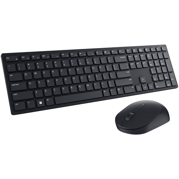 A Dell black wireless keyboard and mouse on a white background.