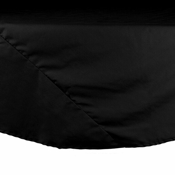 A black Intedge poly/cotton blend table cover on a table.