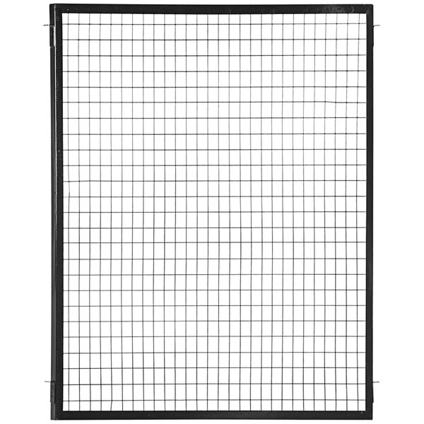 A black wire mesh panel with a grid of squares.