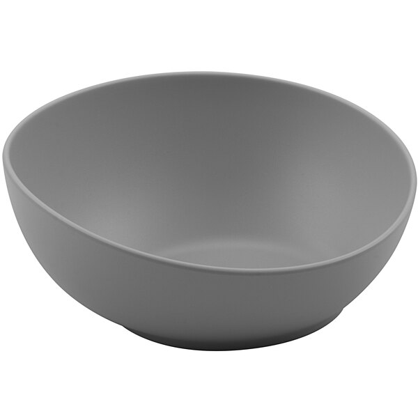 A light gray Riverstone melamine bowl on a white background.