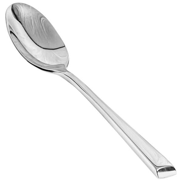 A Front of the House Parker stainless steel teaspoon with a silver handle and spoon.