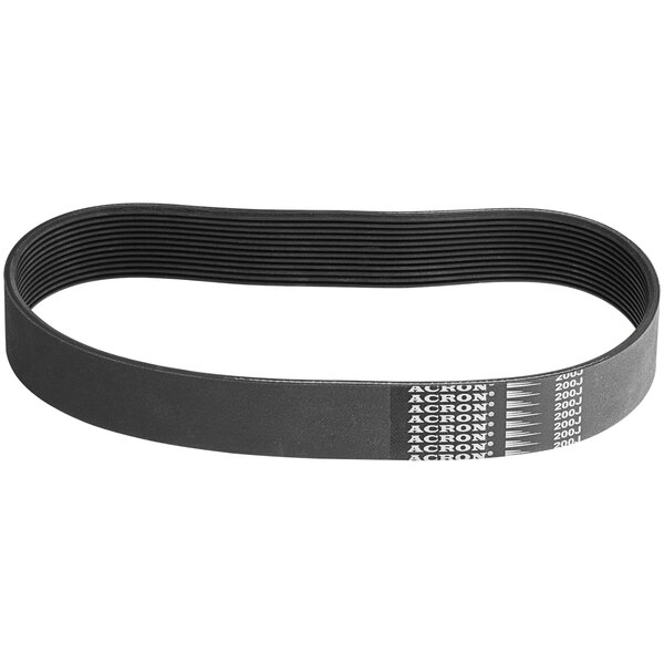 An Avantco belt with a black stripe and white text.