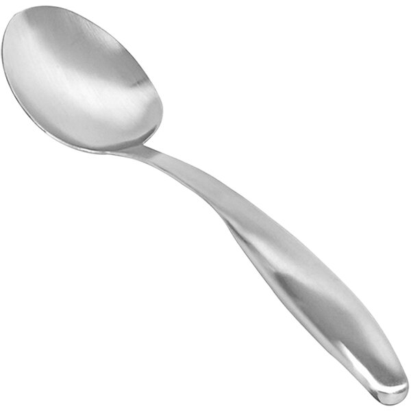 A Front of the House silver serving spoon with a handle.