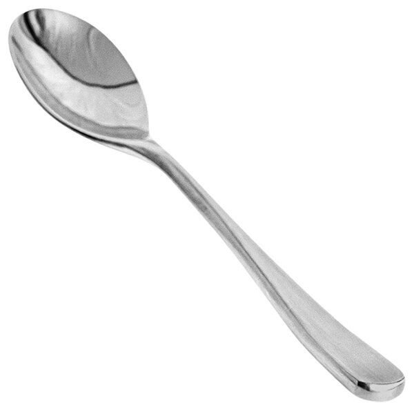 A close-up of a Front of the House stainless steel spoon with a silver handle.