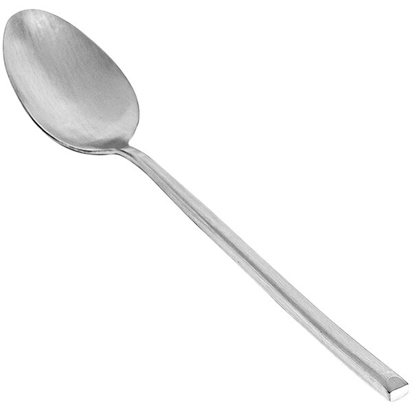 A Front of the House Jasper stainless steel dinner/dessert spoon with a long handle.