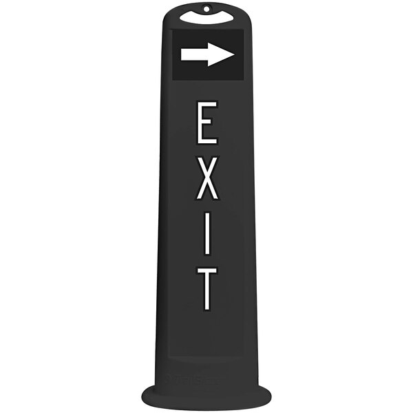 A black rectangular Cortina parking lot sign with white text reading "Exit" and a right arrow.
