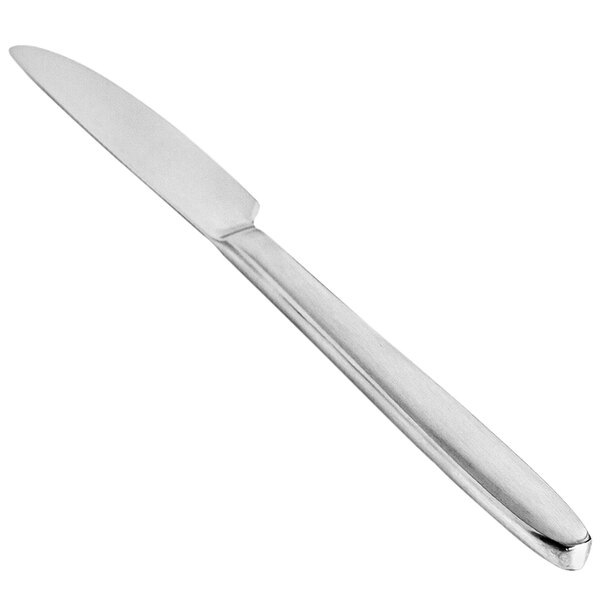 A Front of the House Luca stainless steel dinner knife with a brushed finish.