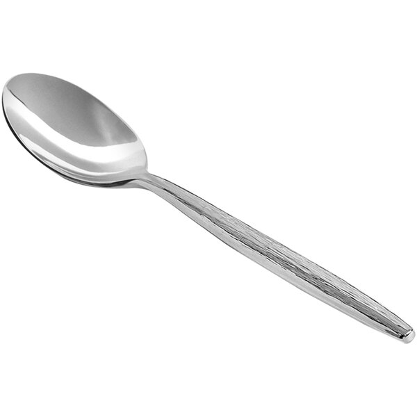 A Front of the House stainless steel teaspoon with a handle.