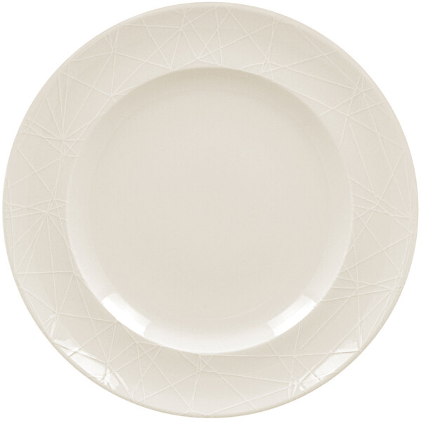 A white RAK Porcelain flat plate with an embossed pattern.