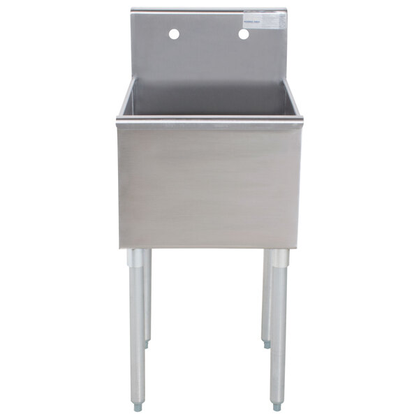 An Advance Tabco stainless steel commercial sink with legs.