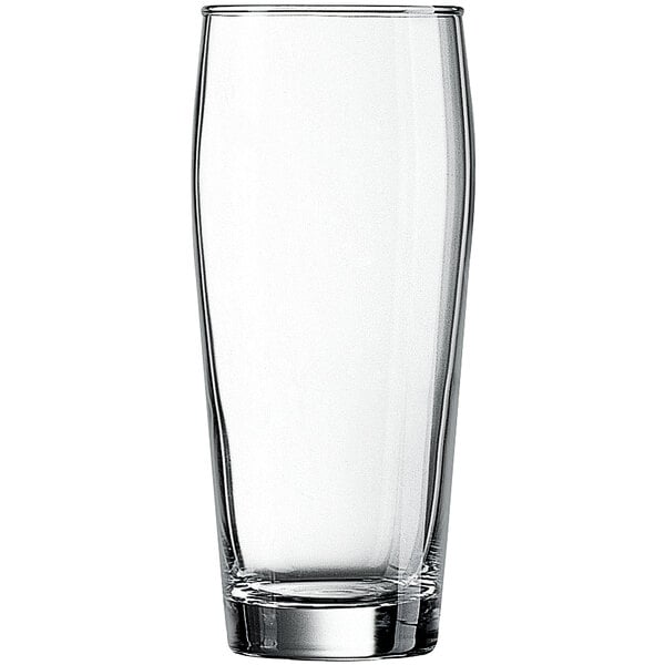 A clear Arcoroc Willi Becher pub glass.