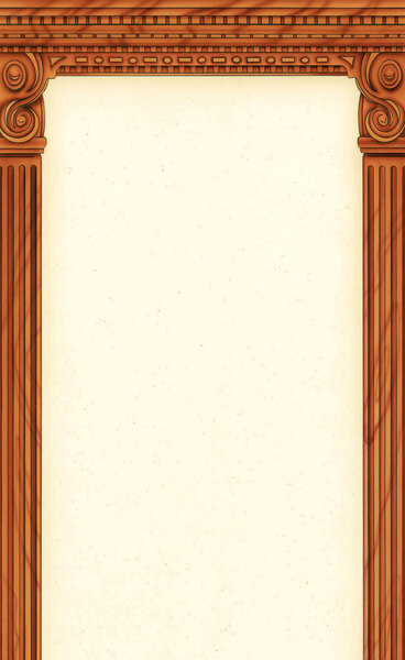 Menu paper with a Mediterranean themed rectangular frame with columns.