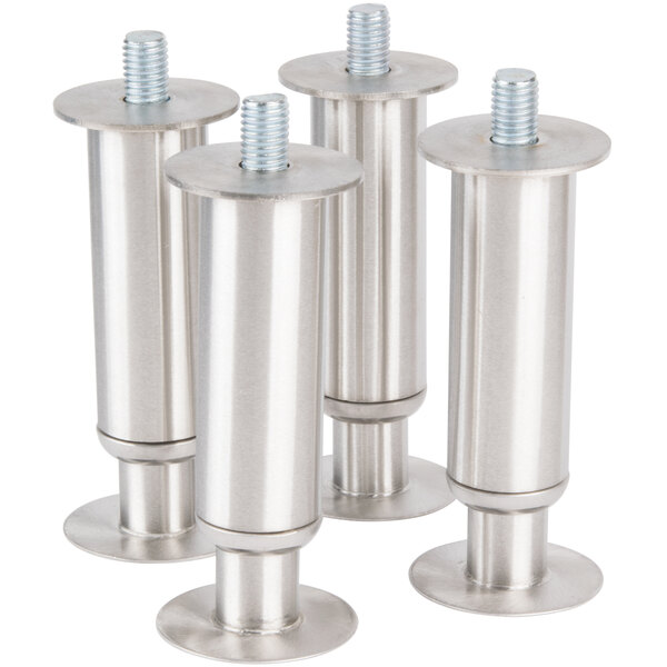 Three gray flanged pedestals with screws.