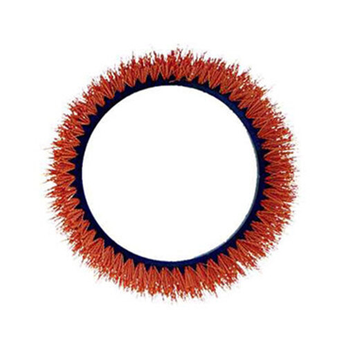 An Oreck 12" circular scrubbing brush with orange bristles.