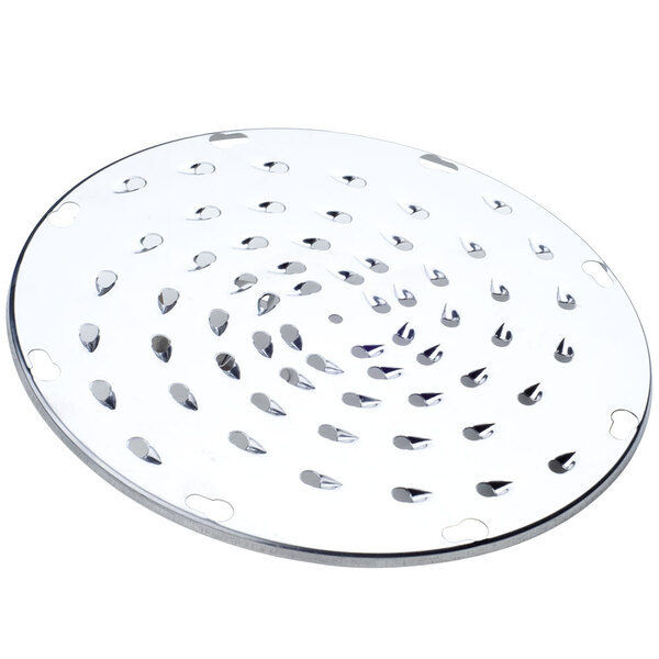 A Globe XSP14 1/4" shredder plate, a circular metal object with holes.