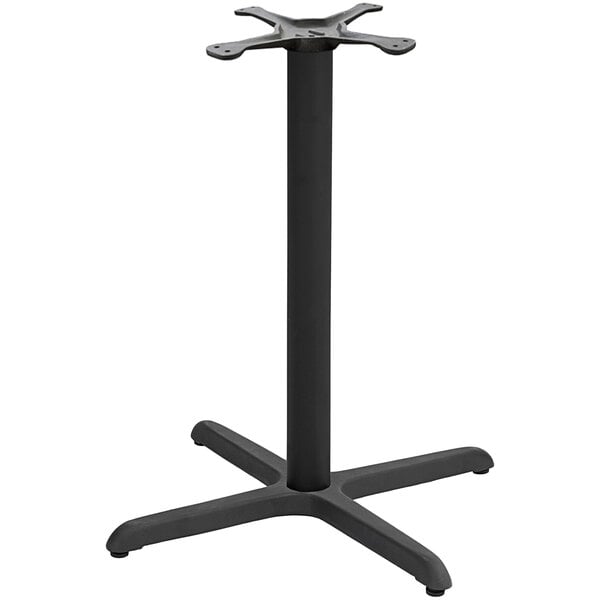 A black metal American Tables & Seating bar height table base kit with four legs.